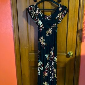 Navy flowered long dress
